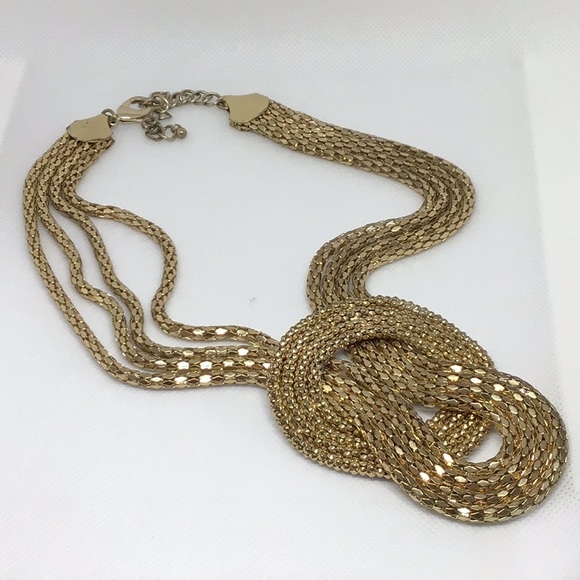 Gold colored  chunky statement necklace - Picture 3 of 3